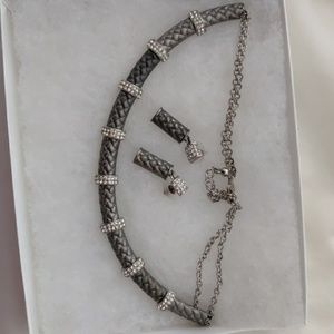 Gray necklace with rhinestone